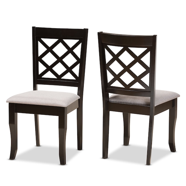 Baxton Studio Verner Modern and Contemporary Grey Fabric and Dark Brown Finished Wood 2-Piece Dining Chair Set 183-10532-Zoro - main